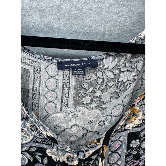 American Eagle Women's sz L BOHO Flowy Sleeveless Tank Top Buttons Floral - Picture 3 of 8